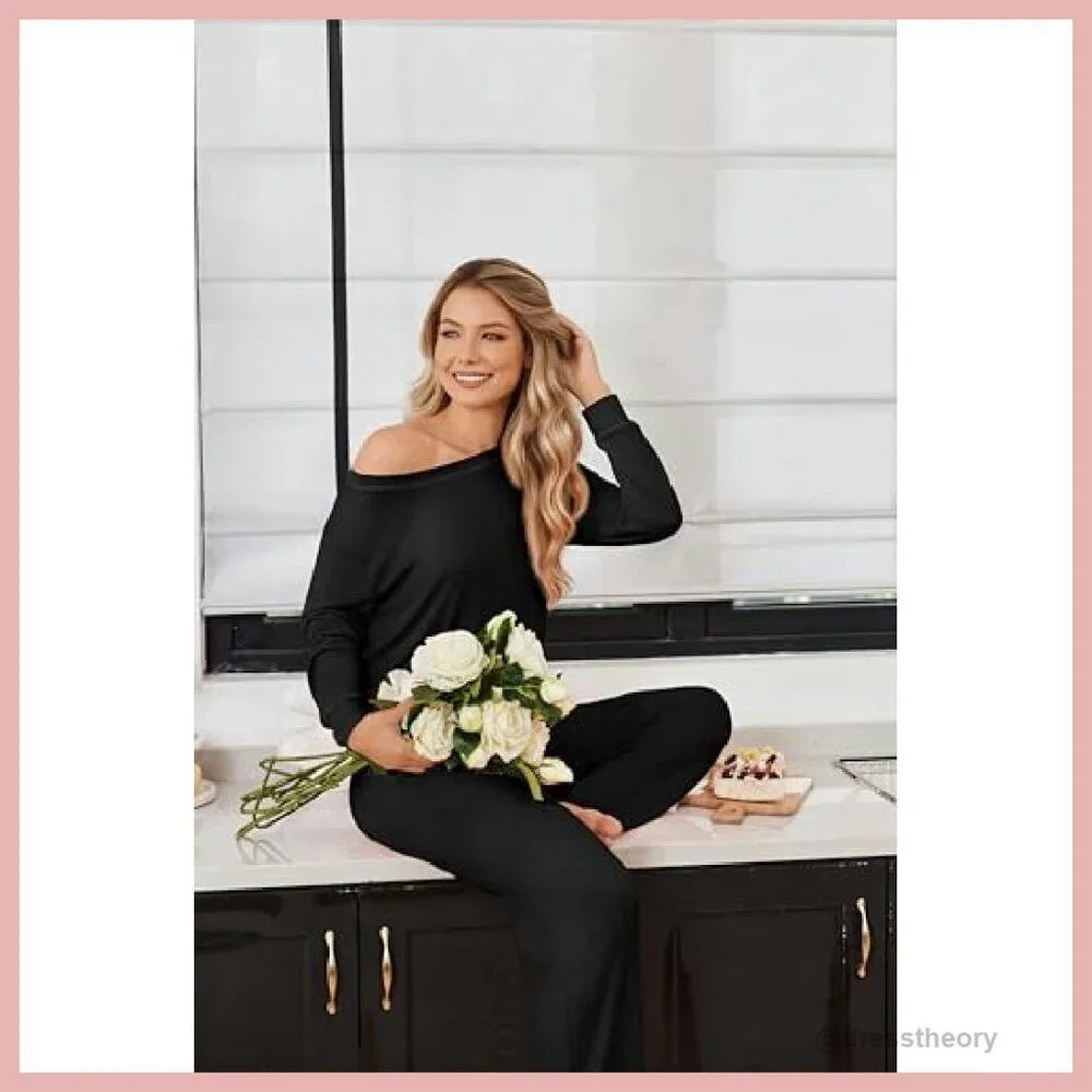 Soft Long Sleeve Pajama Set with Pockets - Sizes S-XXL